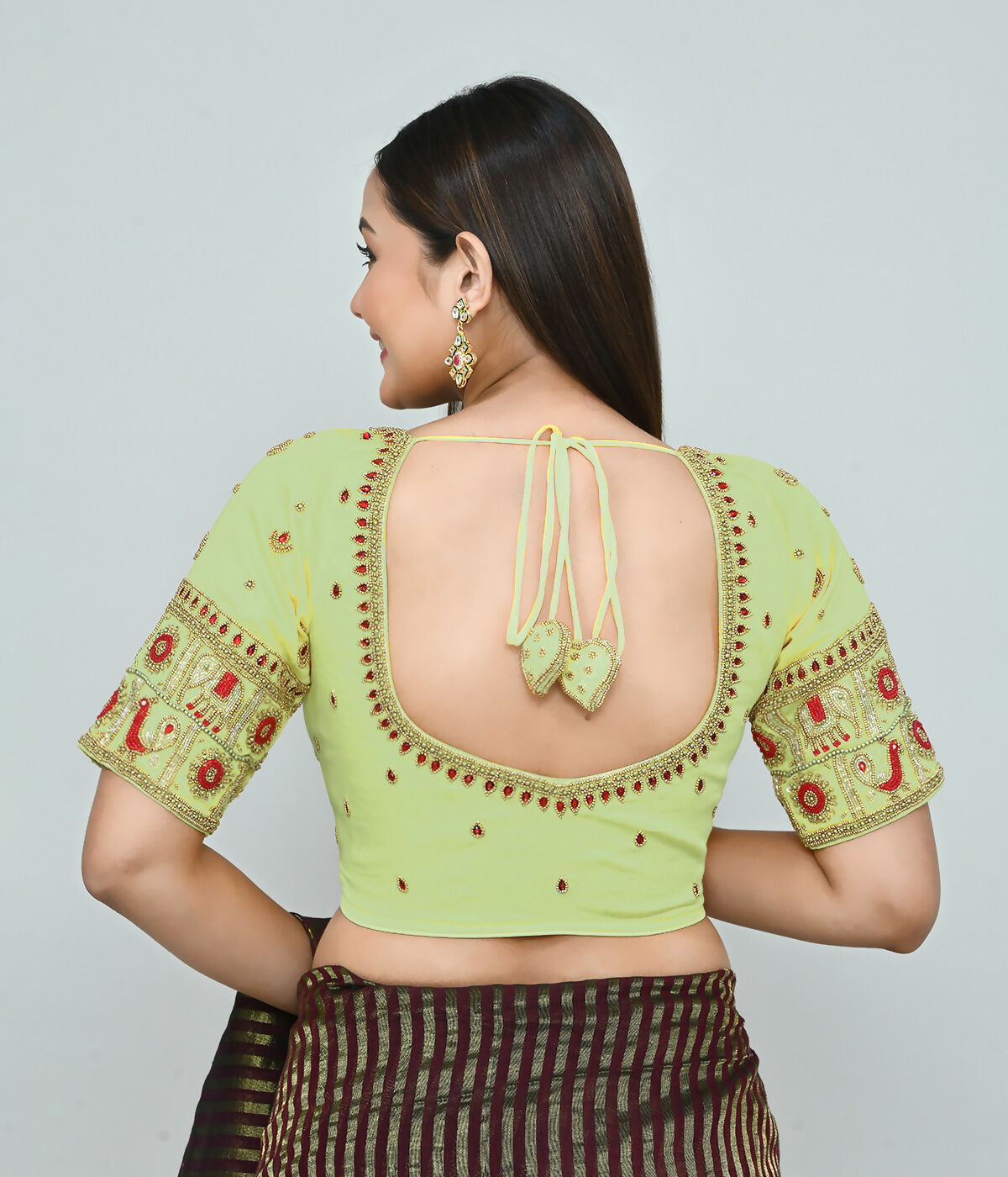 Joban Fashion Women's Light Green Embroidered Stitched Blouse - Distacart