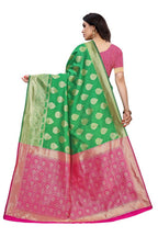 Vamika Banarasi Jacquard Weaving Green Saree (Dangal Green)