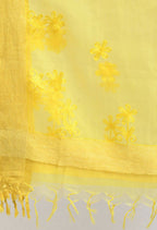 Mominos Fashion Moeza Women's Orgenza All Over Chikan Work Lemon Yellow Dupatta - Distacart