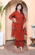 Miravan Womens Pure Cotton Animal Printed Straight Kurta With Palazzo & Dupatta Set - Distacart
