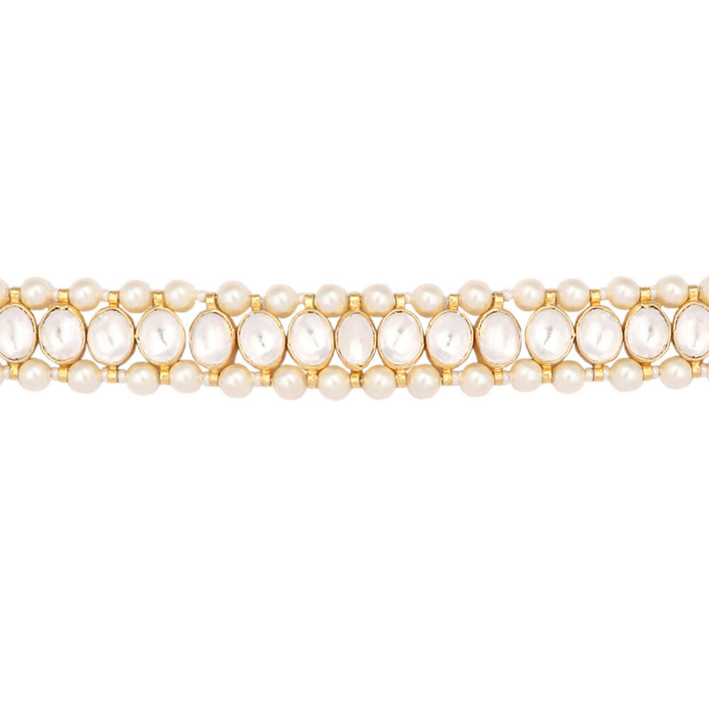 Nuyug 22K Gold Plated Kundan Refined Sleek Matha Patti