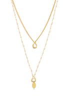 Ruby Raang Double Layered Yellow Onyx and Kundan Necklace