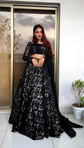 Jyoti Fashion Women's Black Faux Georgette Sequins with Thread Embroidered Designer Lehenga Choli Set