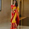 DEIANA'S Beautiful Designer Golden zari Soft Lichi Silk Saree - Yellow