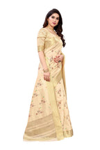 Vamika Cream Color Cotton Polyester Silk Weaving Saree