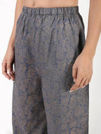 Aniyah Rayon Gold Print Flared Grey Palazzo (AN-155K)