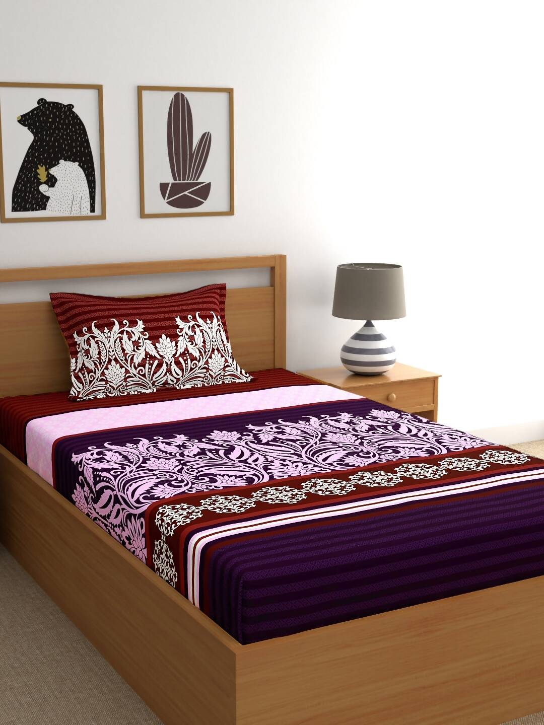 My Room Adults Ethnic Motifs 140 TC Bedsheet with Pillow Covers