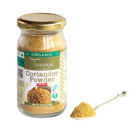 Tassyam Organics Certified 100% Organic Coriander Seeds Powder