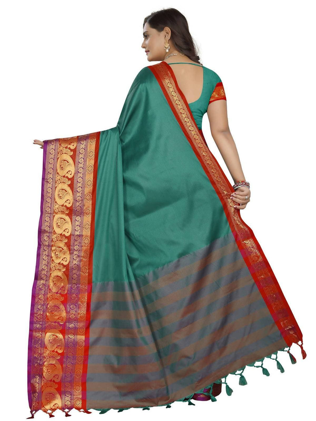Vamika Banarasi Silk Rama Green Weaving Saree