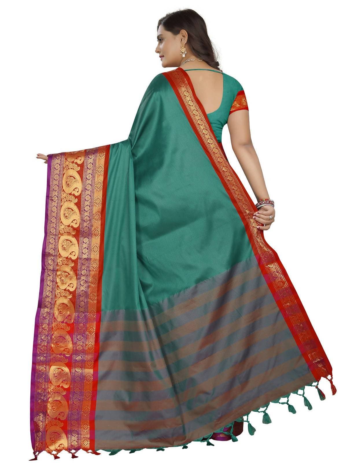 Vamika Banarasi Silk Rama Green Weaving Saree