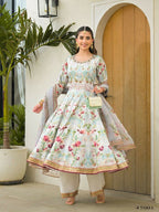 Functional Designer Sky Jam Silk Anarkali suit with Dupatta-Anbazaar - Distacart