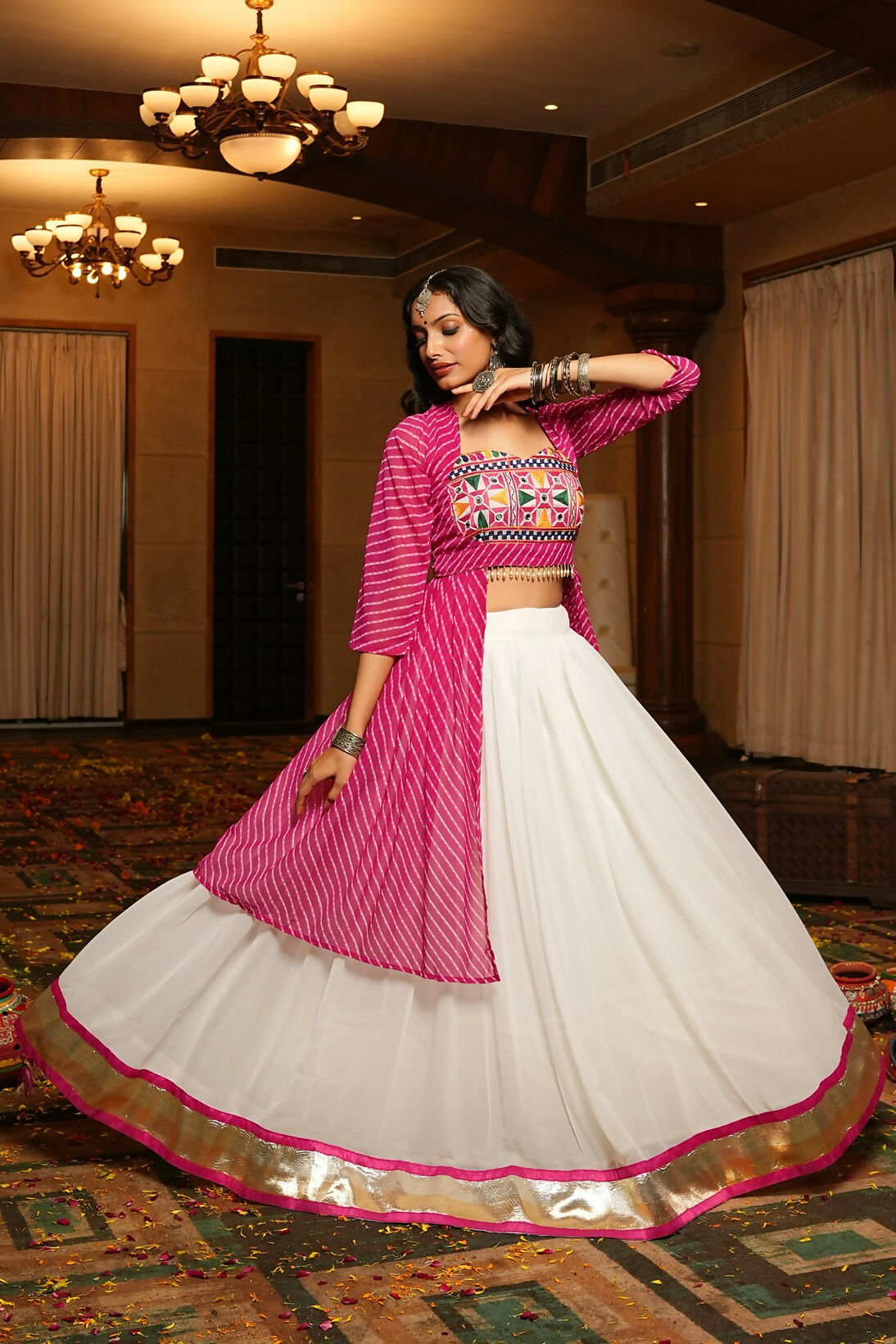 AI Fashion White Georgette Designer Navratri Wear Lehenga Choli Collection