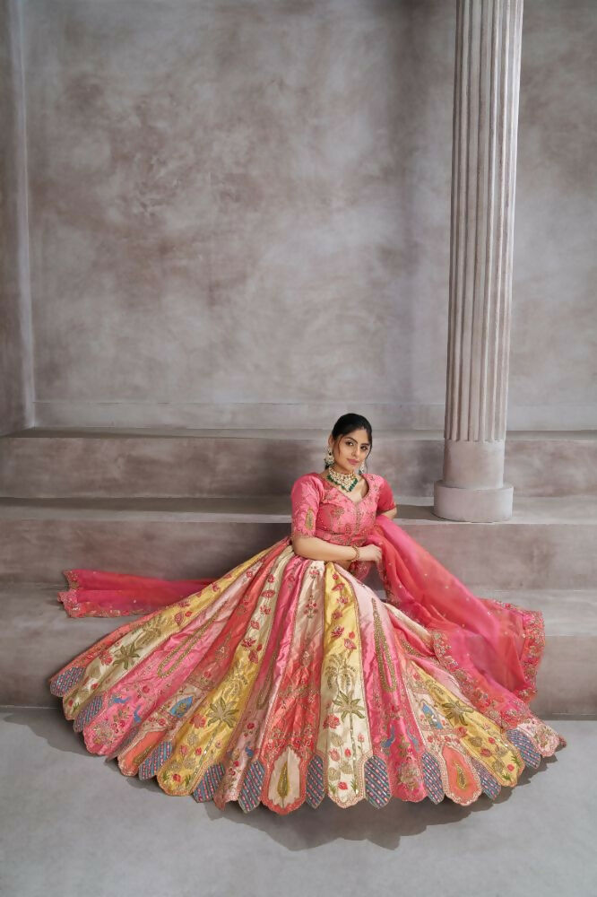Kesar Fab Pink Silk Embroidered Lehenga