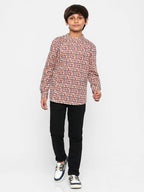 Manet Ethnic Full Sleeves Printed Shirt - Brown