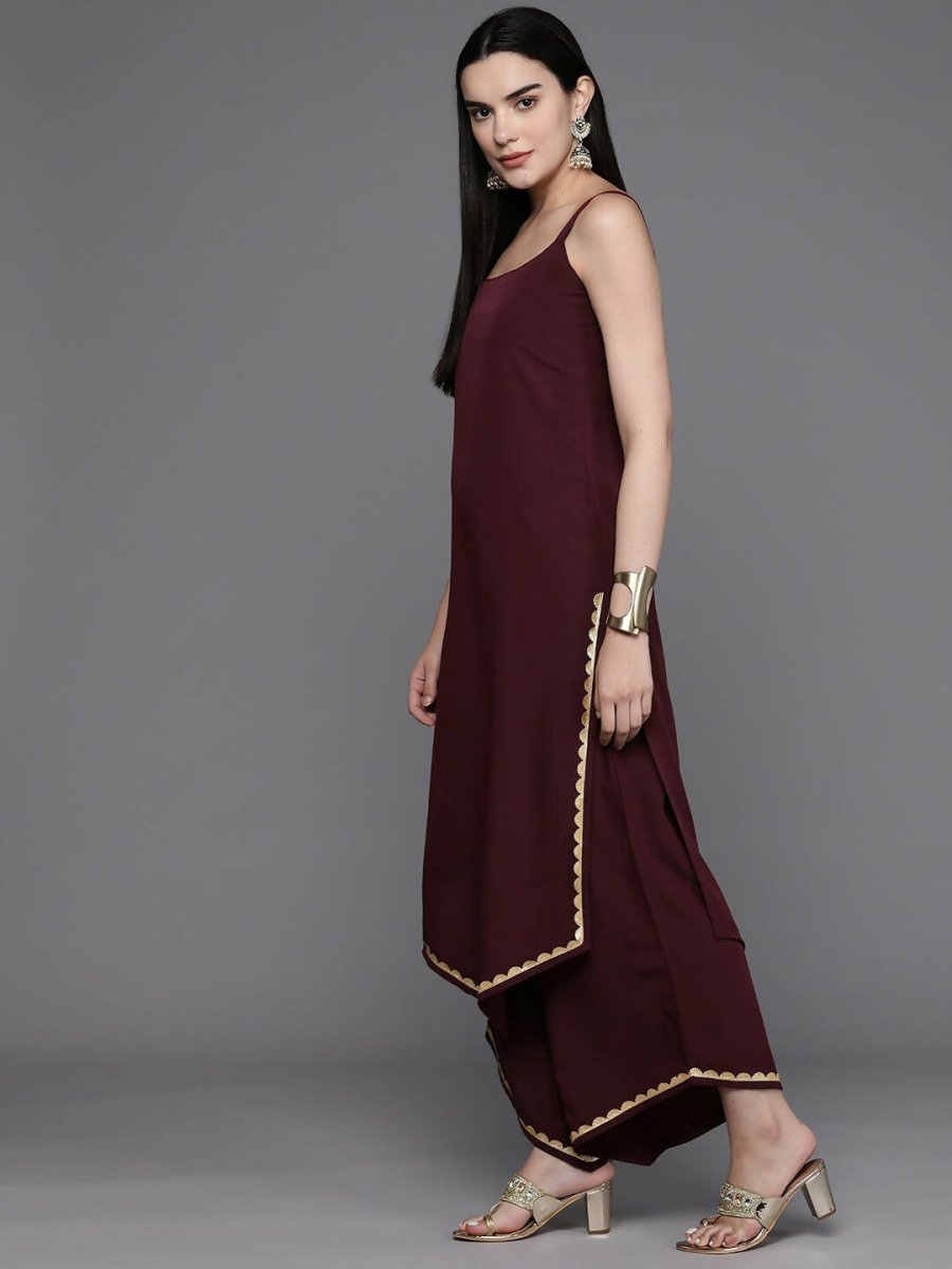 Ahalyaa Women Regular Kurta with Palazzos & With Dupatta - Brown Color