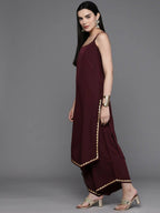 Ahalyaa Women Regular Kurta with Palazzos & With Dupatta - Brown Color