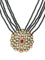 NVR Women Gold-Polished Kundan Studded Jewellery Set