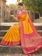 Shree Shyam Fashion Yellow Soft Silk Saree - Distacart