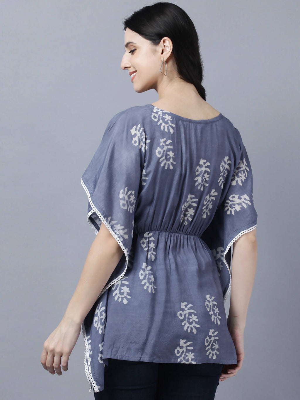 Myshka Stylish Dark Grey Silk Short Sleeve Women's Kaftan - Distacart