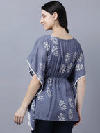 Myshka Stylish Dark Grey Silk Short Sleeve Women's Kaftan - Distacart