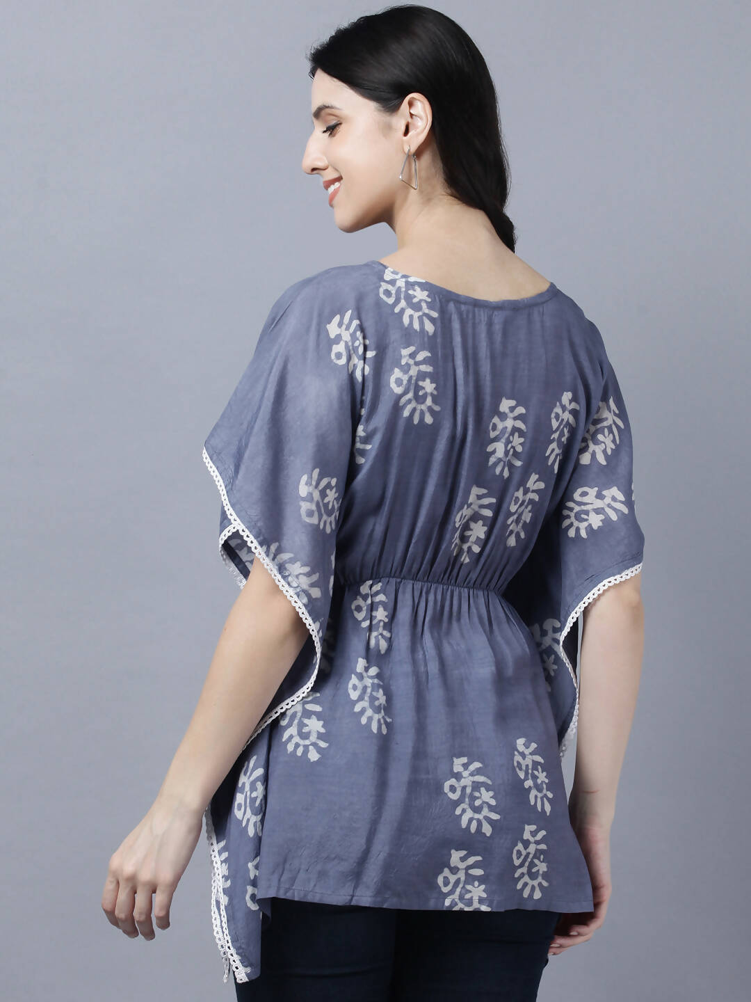 Myshka Stylish Dark Grey Silk Short Sleeve Women's Kaftan - Distacart