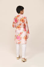 Joban Fashion Georgette Peach Kurta With Straight Fit Pant