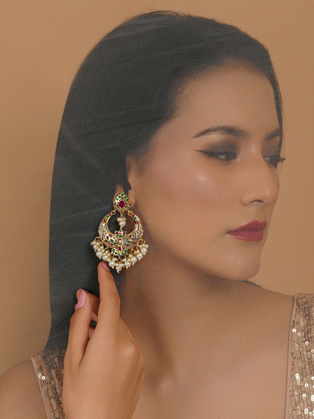 Jadau Earrings (Gold) - Ruby Raang - Distacart
