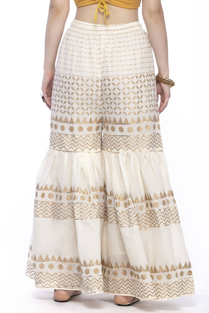 Mominos Fashion Cotton Off White Gold Print