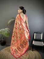 Joban Fashion Rani Pink Floral Vine Pattern Soft Silk Paithani Saree - Distacart