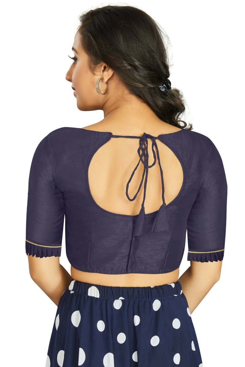 Aastha Fashion Women's Navy Blue Art Silk Designer Party Wear Readymade Blouse