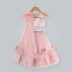Pink Cow Fashions Old Rose Ghagra Choli With Embellishment On Upper Chest