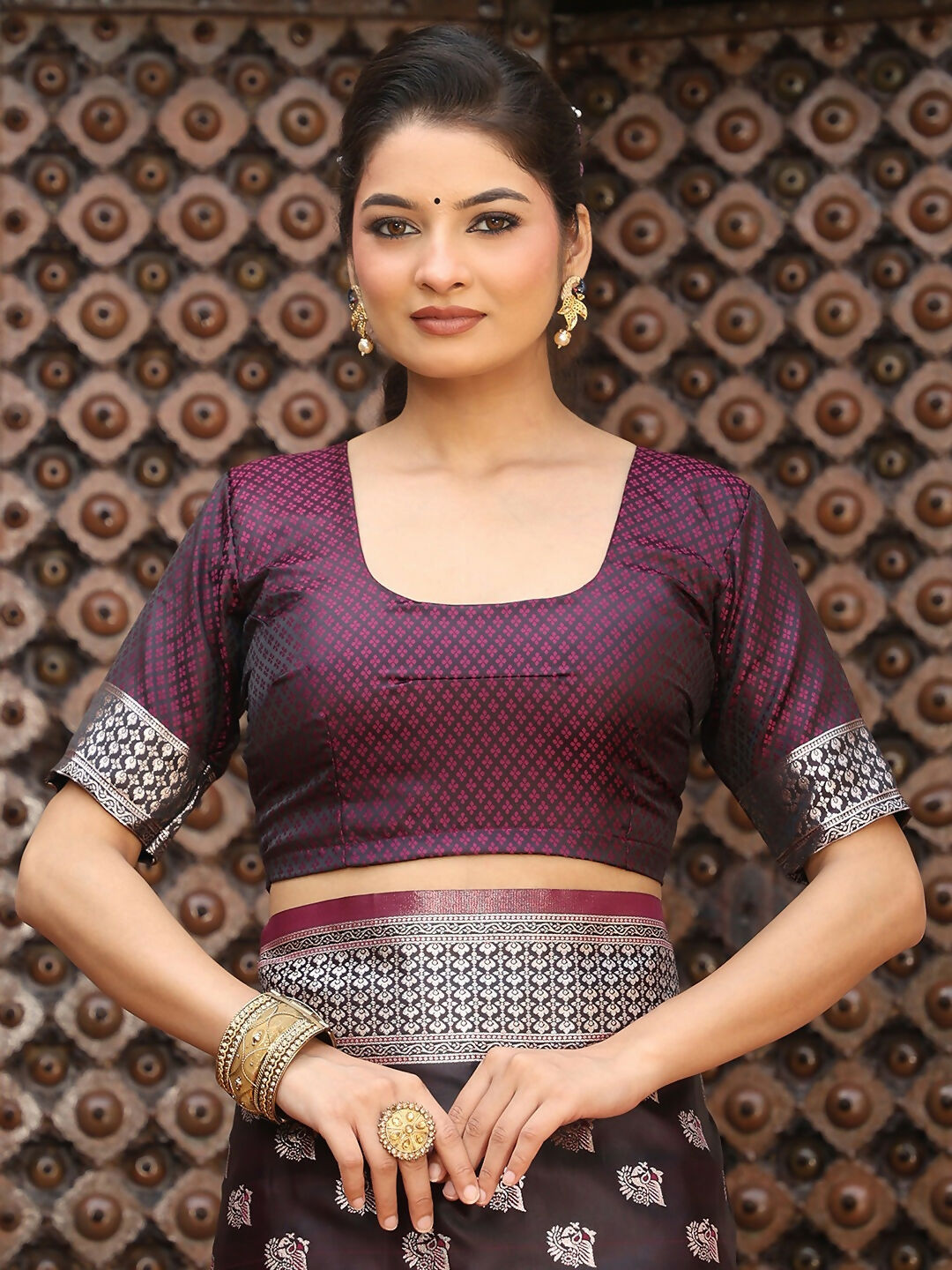 Shree Shyam Fashion Wine Silk Saree - Distacart
