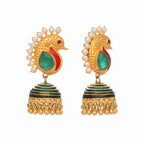 Nuyug 22K Gold Plated Pearls Studded Contemporary Shaped Enamel Jhumkas - Distacart