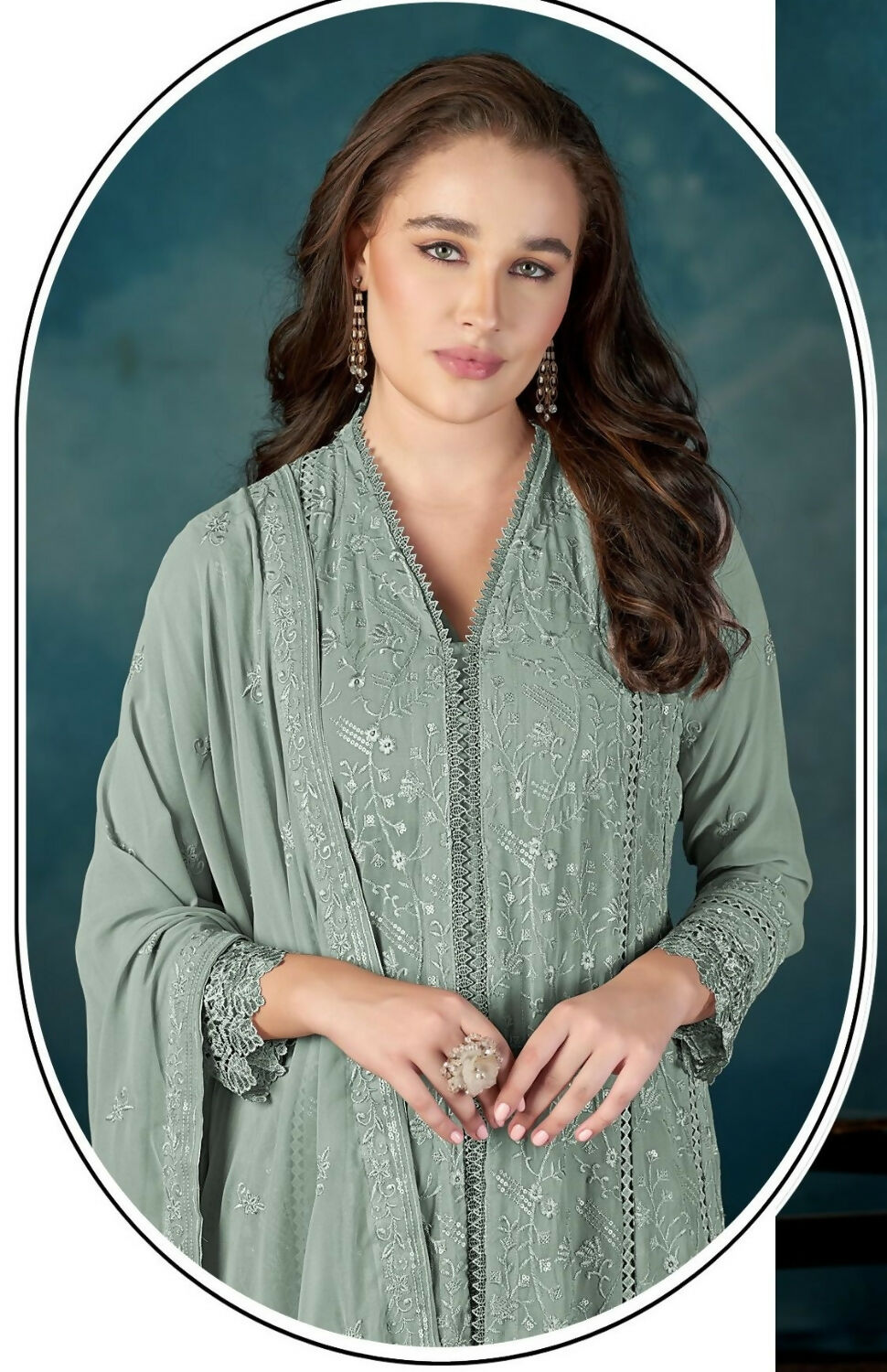 Anaita Sea Green Heavy Faux Georgette Stitched Suit with Embroidered Sequence Work - Distacart