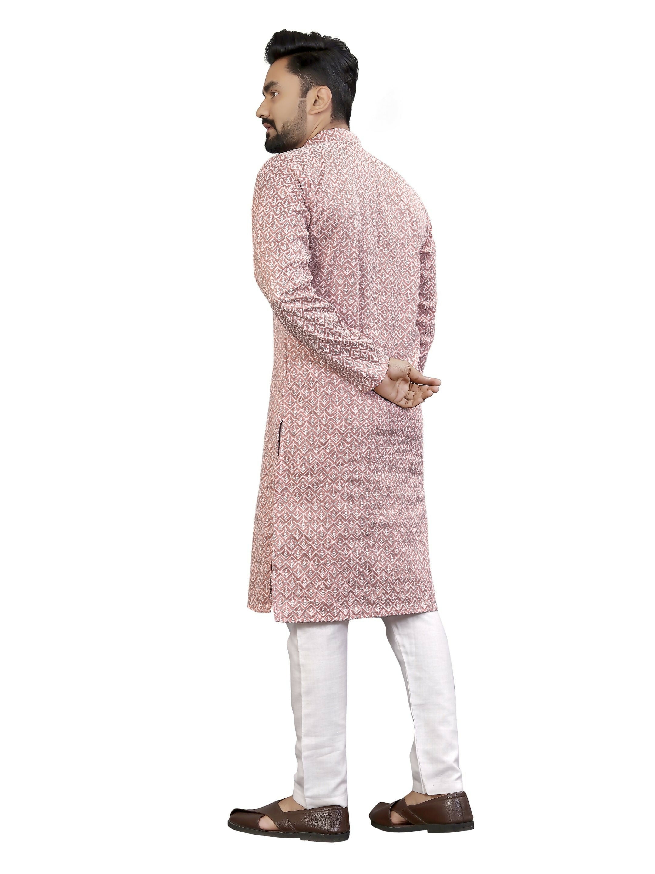 Anaita Pink Lucknowi Work Silk Straight Kurta