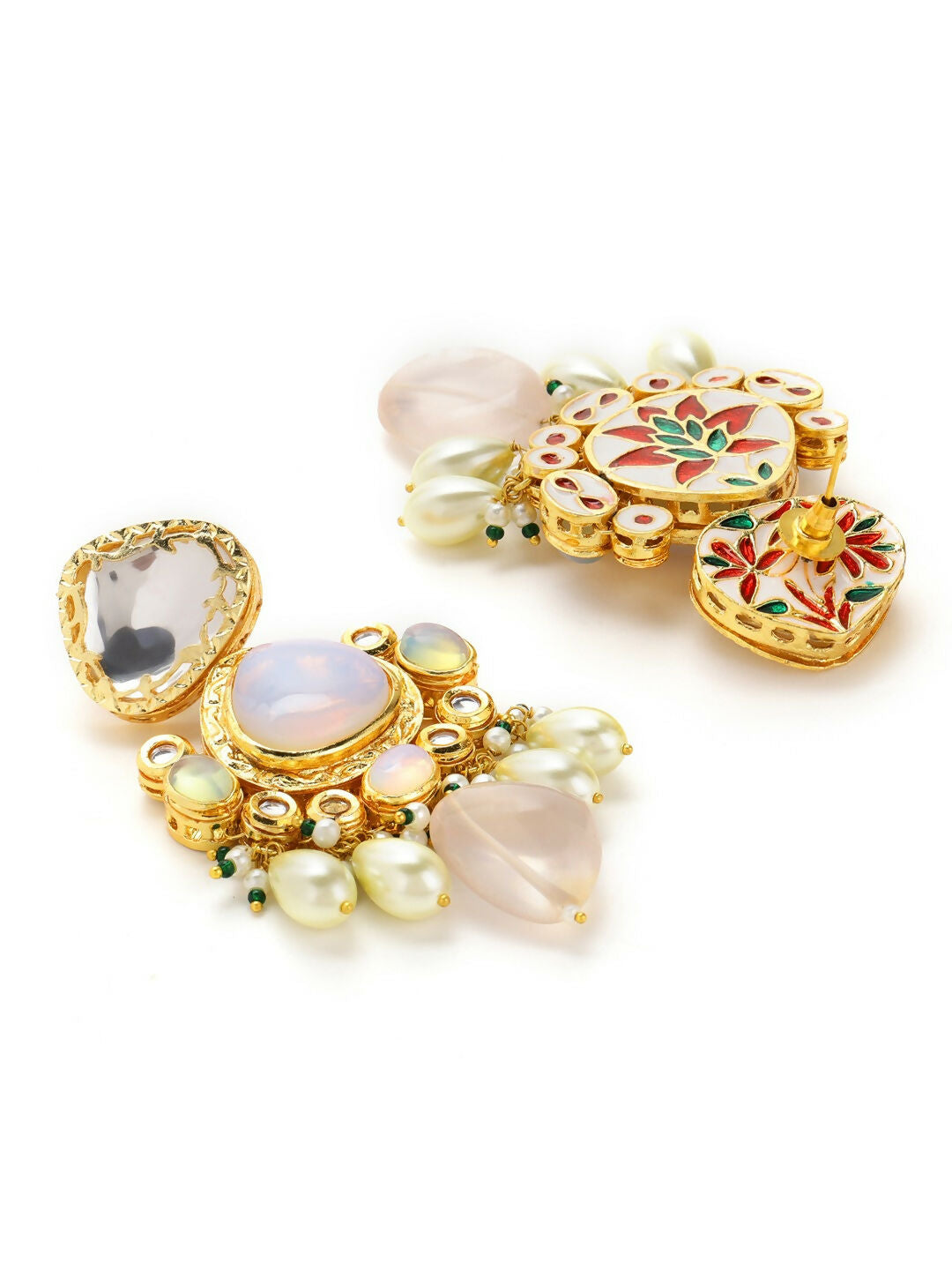 Multi Stone Maharani Kundan Neckpiece with Earrings and Maang Tikka- Ruby Raang