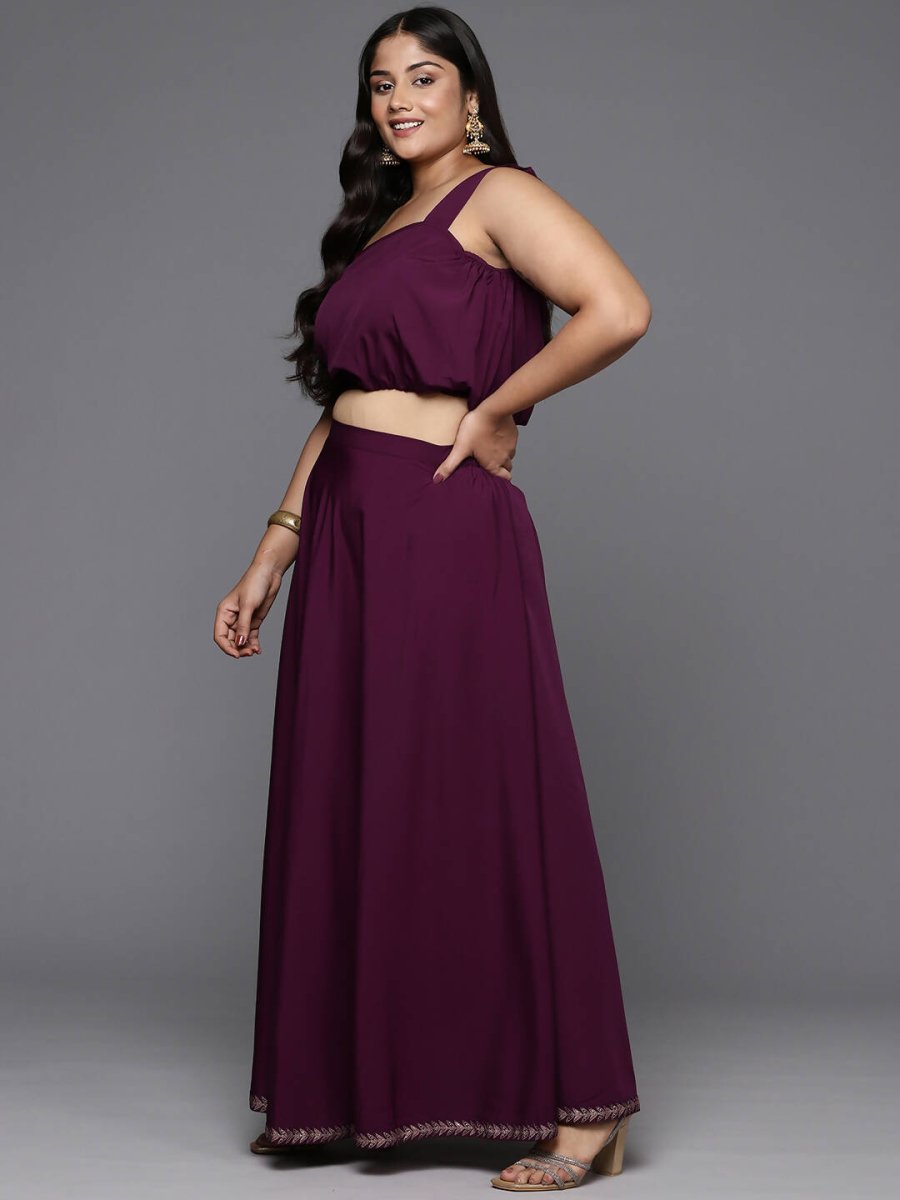 Ahalyaa Women's Traditional Wear Co-ords - Burgundy - Distacart