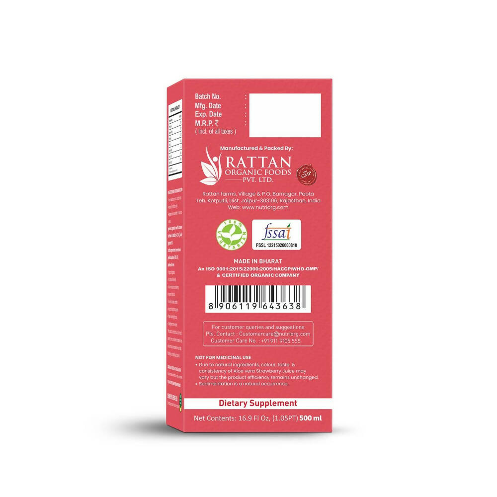 Nutriorg Aloevera Strawberry Juice - Distacart