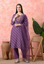 Joban Fashion Mauve Premium Pure Viscose Print Dola With Handwork Kurta Set