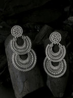 NVR Women Silver Plated Crescent Shaped Drop Earrings - Distacart