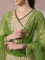 Myshka Women's Multi Printed Cotton Straight Party Kurta Set With Dupatta