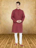 Even Apparels Men's Maroon Emboided Kurta