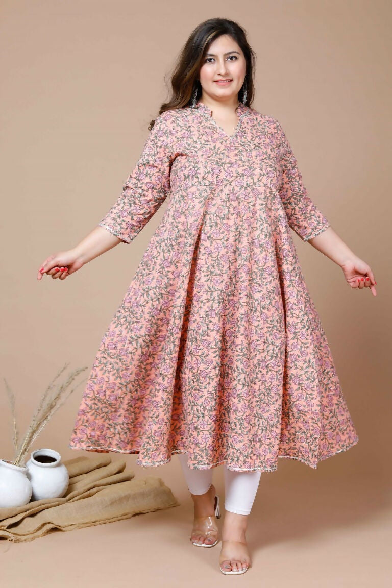 Miravan Women's Cotton Floral Printed Anarkali Kurtas