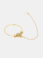 Ruby Raang 22k Gold Polished Kundan Maharani Nose Ring (Clip On)