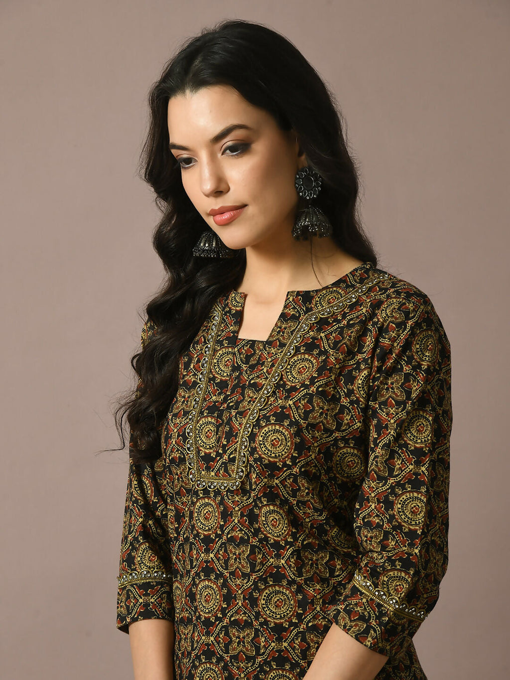 Myshka Women's Multi Printed Cotton Straight Party Kurta Set