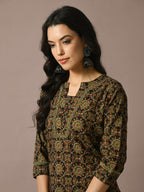 Myshka Women's Multi Printed Cotton Straight Party Kurta Set