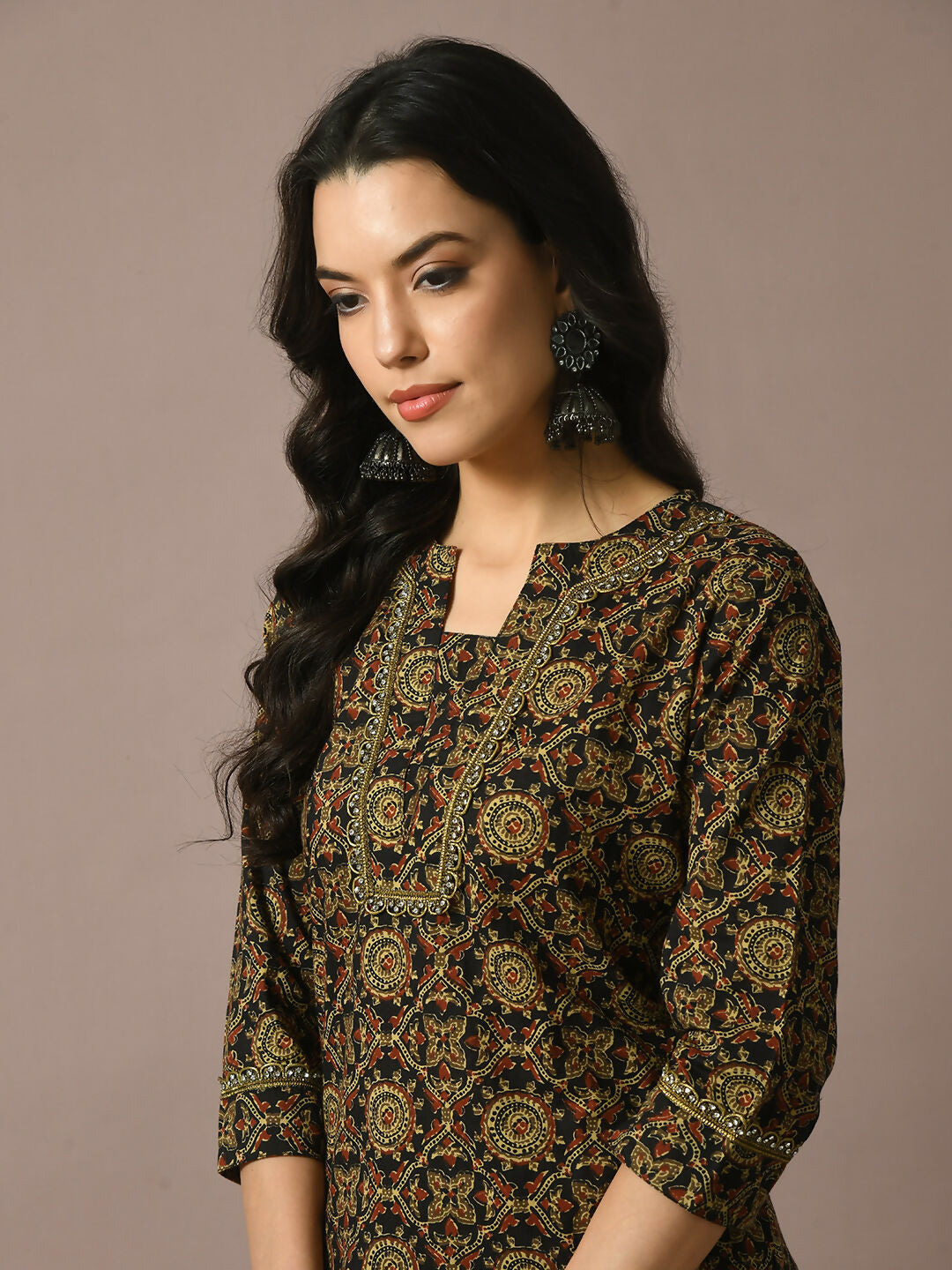 Myshka Women's Multi Printed Cotton Straight Party Kurta Set