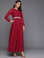 Ahalyaa Women's Traditional wear Ethnic Dress - Maroon - Distacart