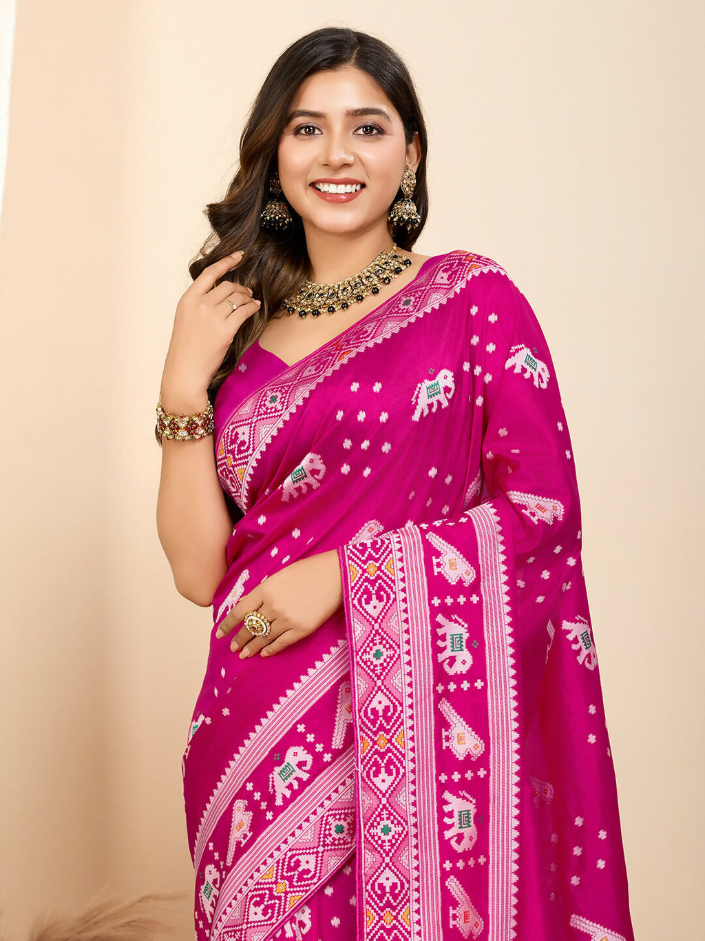 Pink Soft Silk Woven Meenakari Designer Saree - Vedanti