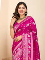 Pink Soft Silk Woven Meenakari Designer Saree - Vedanti